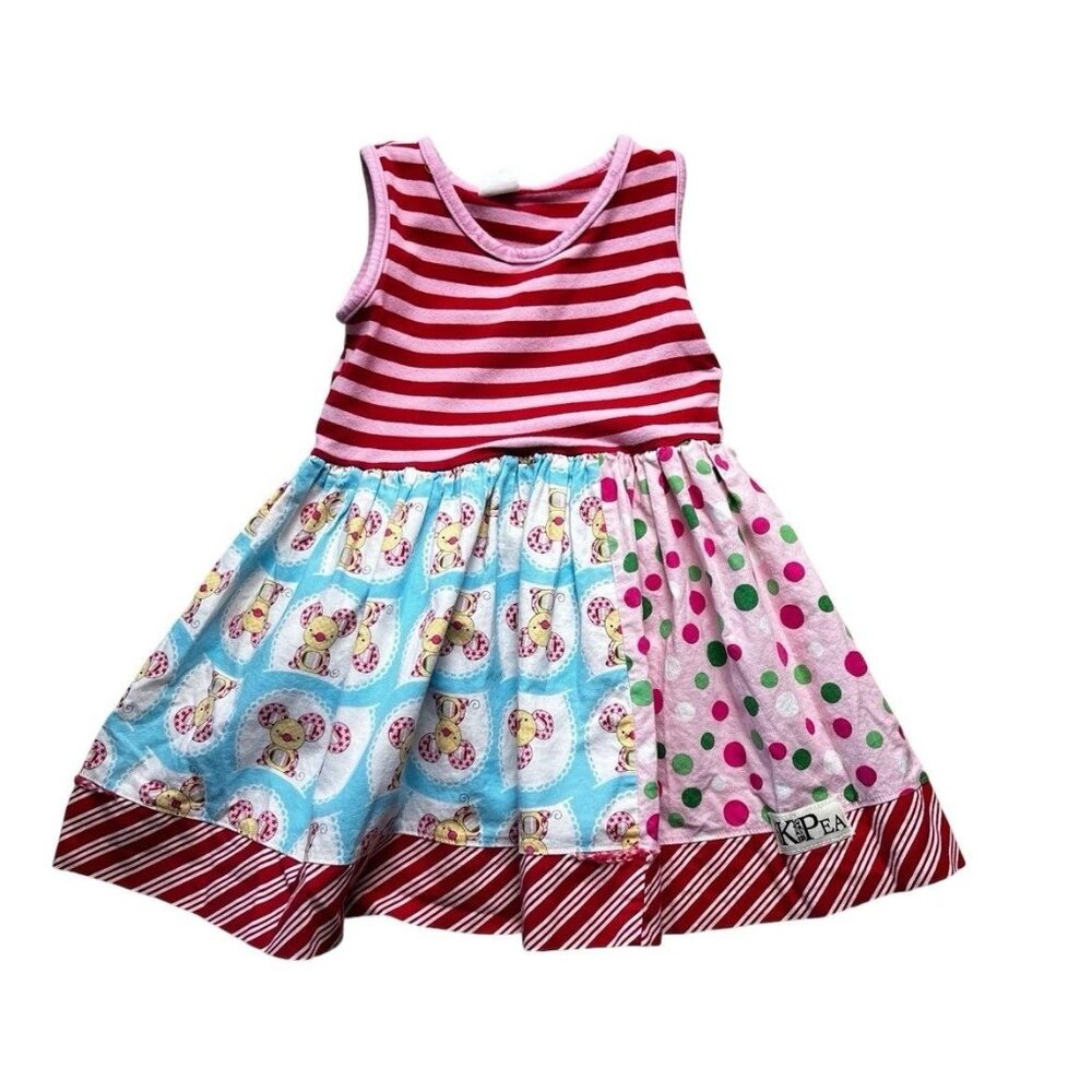KPea Mouse Polka Dot Striped Dress Size 3T
